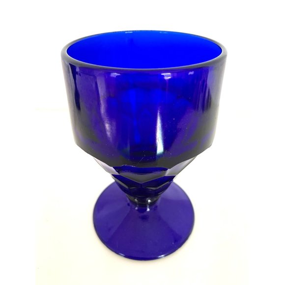 Vintage Georgian Cobalt Blue Faceted Scotch Glass - Picture 4 of 7
